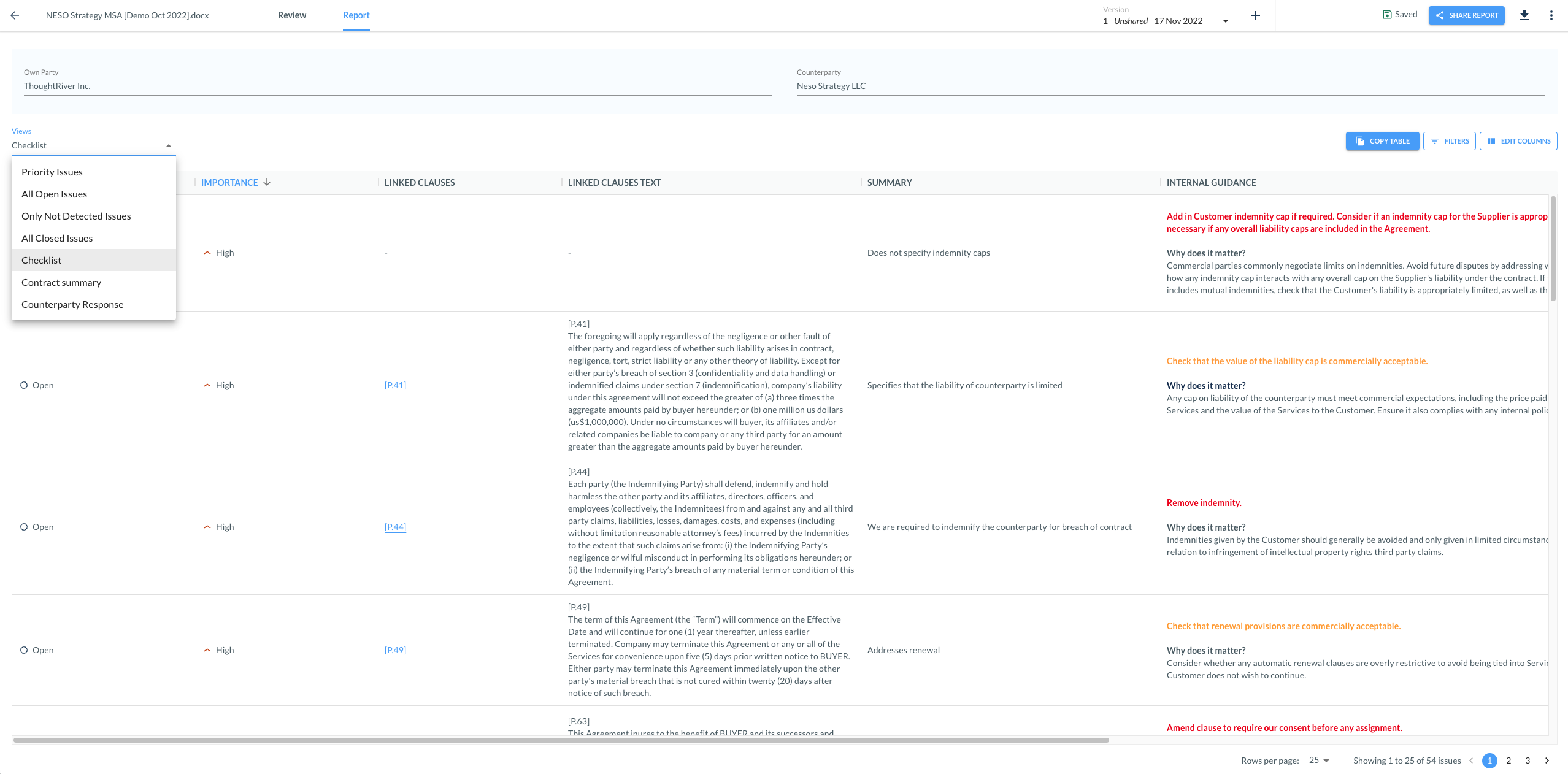 generate contract reports 