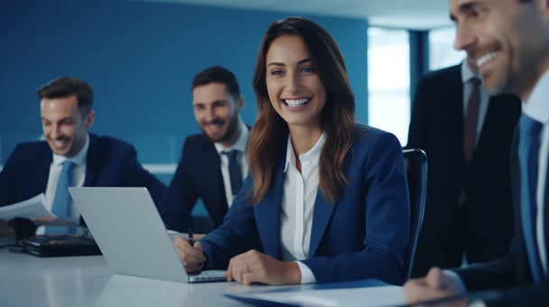 Lawyers in the office exploring the new efficiencies of AI contract management